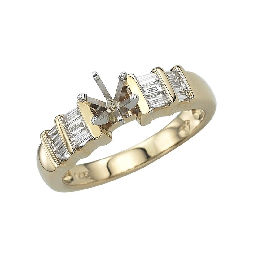 0.32 Ctw Diamond 14k Yellow Gold Baguette Shape Wedding Engagement Ring