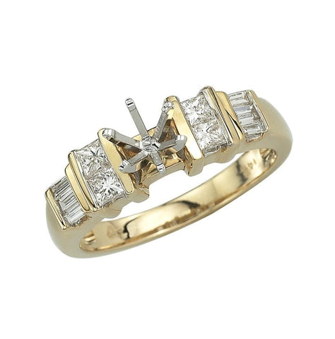 0.44 Ctw Diamond 14k Yellow Gold Baguette Shape Wedding Engagement Ring