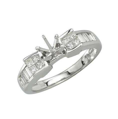 0.44 Ctw Diamond 14k White Gold Tap Baguette Shape Wedding Engagement Ring