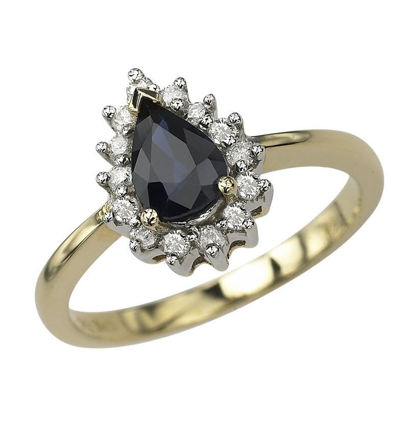 0.2 Ctw Diamond 14k Yellow Gold Sapphire Round Shape Womens Gemstone Ring