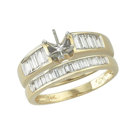 0.72 Ctw Diamond 14k Yellow Gold Tap Baguette Shape Wedding Engagement Ring