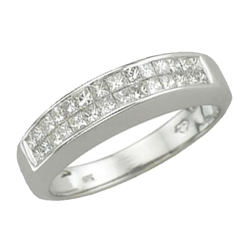 0.49 Ctw Diamond 14k White Gold Princess Shape Womens Wedding Band Ring