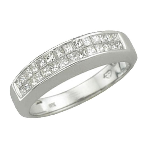 0.49 Ctw Diamond 14k White Gold Princess Shape Womens Wedding Band Ring