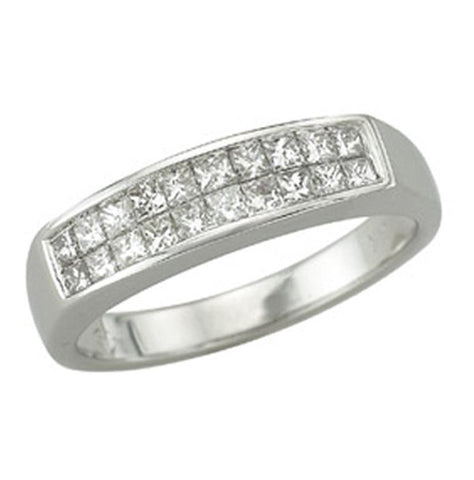 0.49 Ctw Diamond 14k White Gold Princess Shape Womens Wedding Band Ring