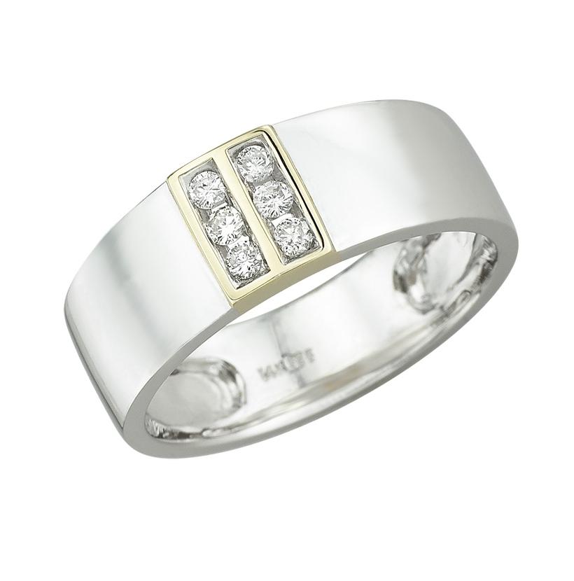 0.19 Ctw Diamond 14k Two Tone Gold Round Shape Diamond Mens Ring