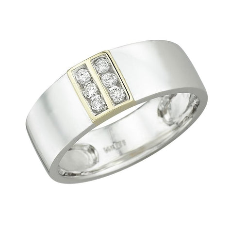 0.19 Ctw Diamond 14k Two Tone Gold Round Shape Diamond Mens Ring