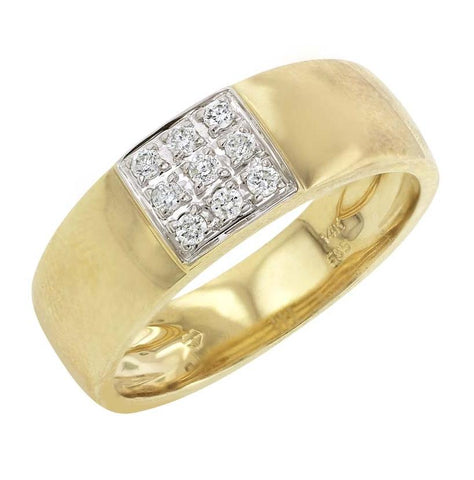 0.18 Ctw Diamond 14k Yellow Gold Round Shape Diamond Mens Ring