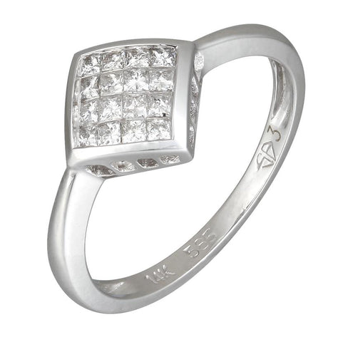 0.29 Ctw Diamond 14k White Gold Princess Shape Womens Diamond Ring