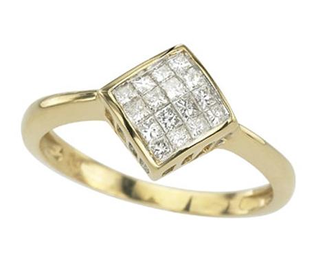 0.29 Ctw Diamond 14k Yellow Gold Princess Shape Womens Diamond Ring