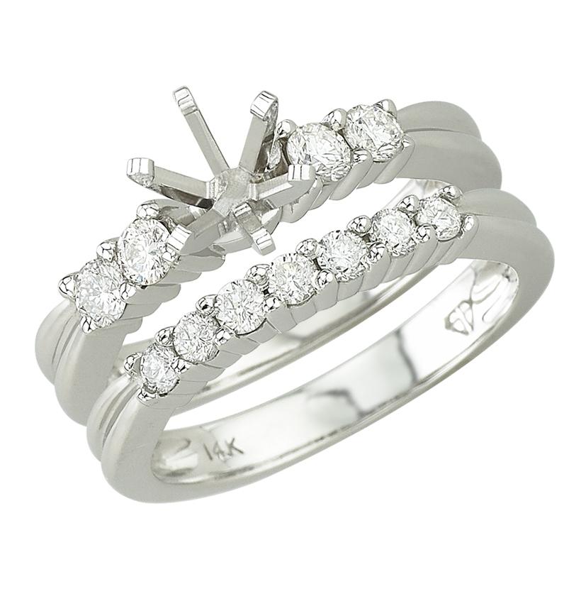 0.64 Ctw Diamond 14k White Gold Round Shape Wedding Engagement Ring