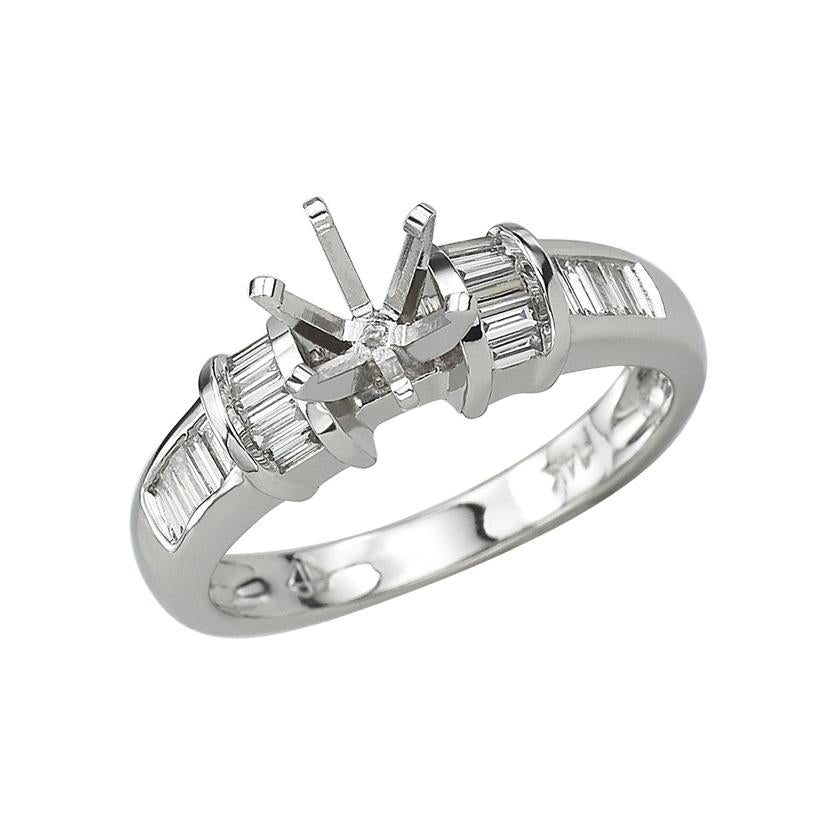 0.32 Ctw Diamond 14k White Gold Tap Baguette Shape Wedding Engagement Ring