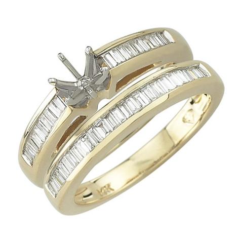 0.47 Ctw Diamond 14k Yellow Gold Tap Baguette Shape Wedding Engagement Ring