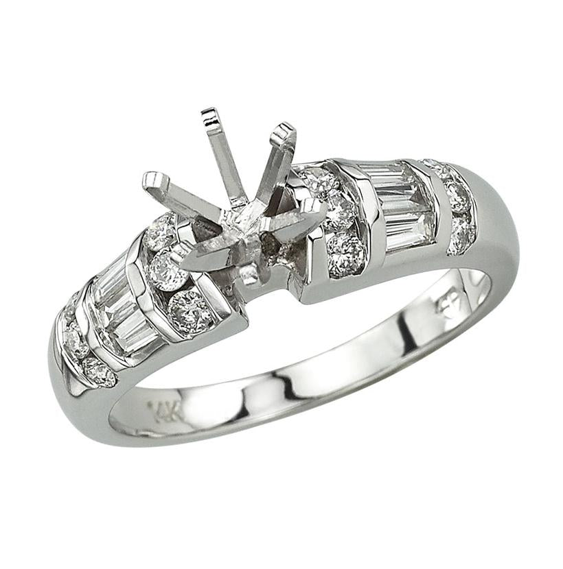 0.47 Ctw Diamond 14k White Gold Round Shape Wedding Engagement Ring