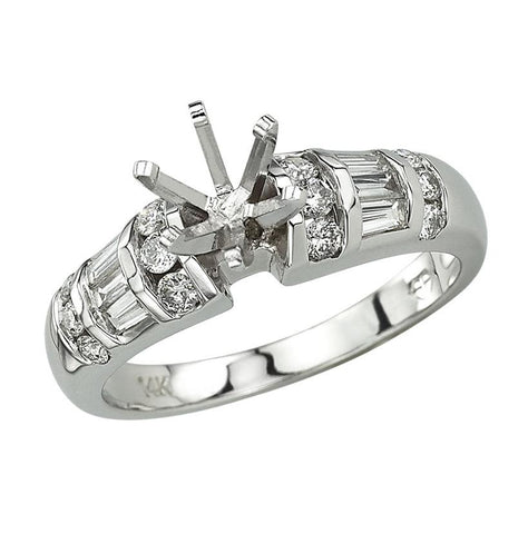 0.47 Ctw Diamond 14k White Gold Round Shape Wedding Engagement Ring