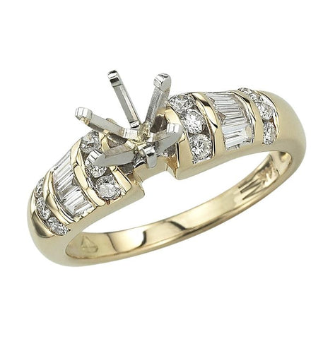 0.45 Ctw Diamond 14k Yellow Gold Tap Baguette Shape Wedding Engagement Ring