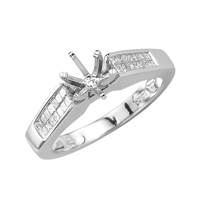 0.33 Ctw Diamond 14k White Gold Princess Shape Wedding Engagement Ring