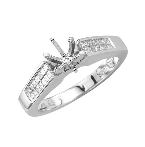 0.33 Ctw Diamond 14k White Gold Princess Shape Wedding Engagement Ring