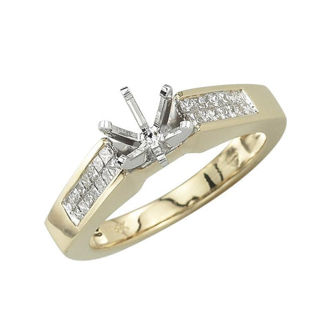 0.33 Ctw Diamond 14k Yellow Gold Princess Shape Wedding Engagement Ring