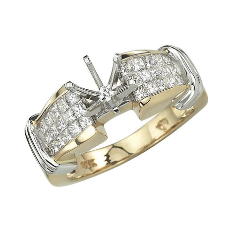 0.7 Ctw Diamond 14k Two Tone Gold Princess Shape Wedding Engagement Ring