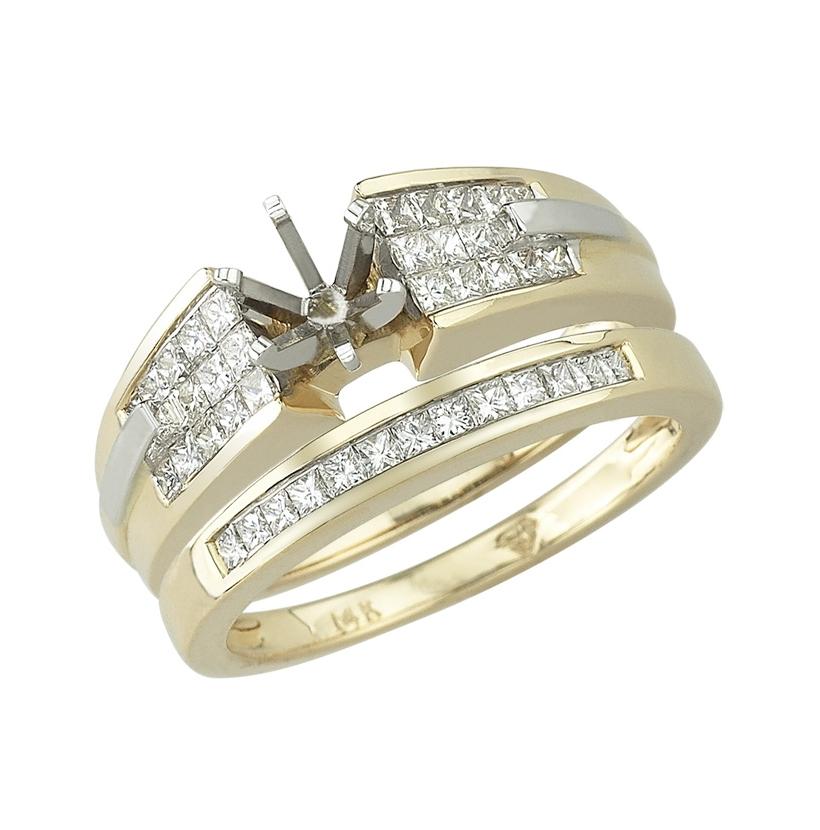 0.63 Ctw Diamond 14k Two Tone Gold Princess Shape Wedding Engagement Ring