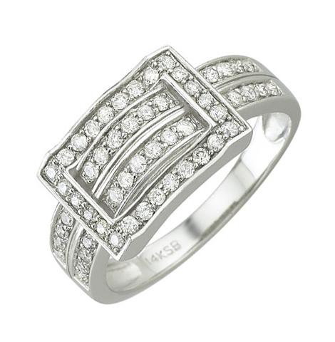 0.51 Ctw Diamond 14k White Gold Round Shape Womens Diamond Ring