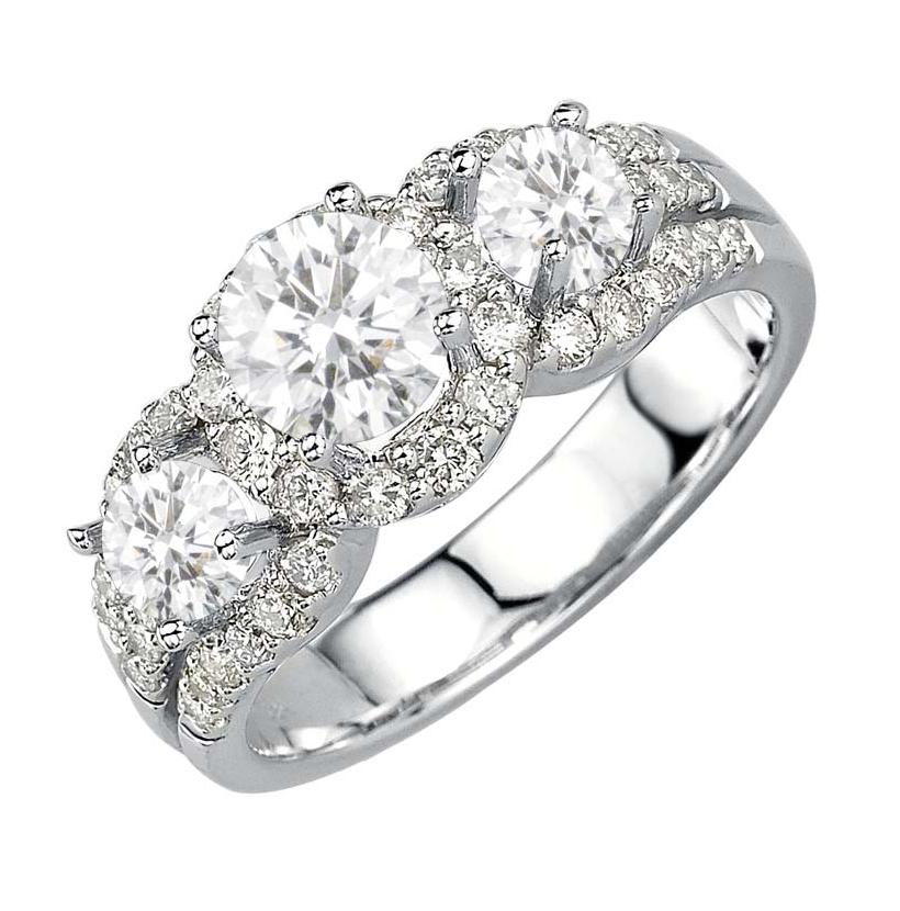 1.99 Ctw Diamond 14k White Gold Round Shape Wedding Engagement Ring