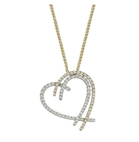 0.46 Ctw Diamond 14k Two Tone Gold Round Shape Womens Diamond Necklace Pendant With 16 Inch Chain