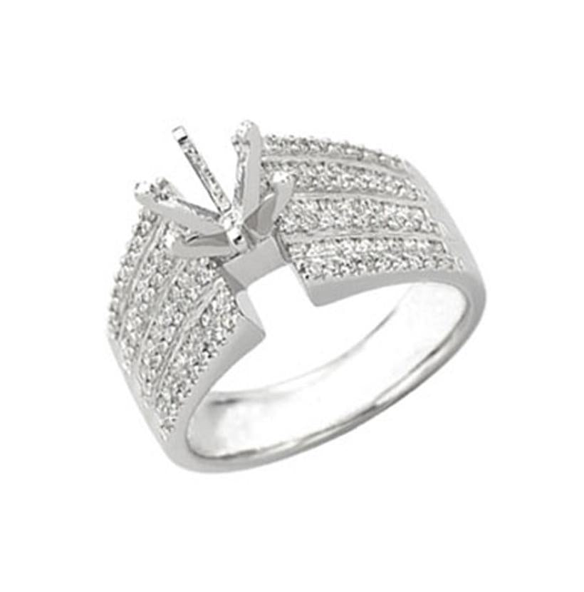 0.54 Ctw Diamond 14k White Gold Round Shape Wedding Engagement Ring