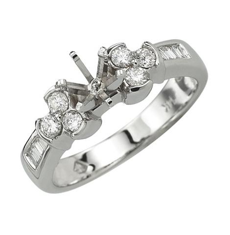 0.34 Ctw Diamond 14k White Gold Baguette Shape Wedding Engagement Ring