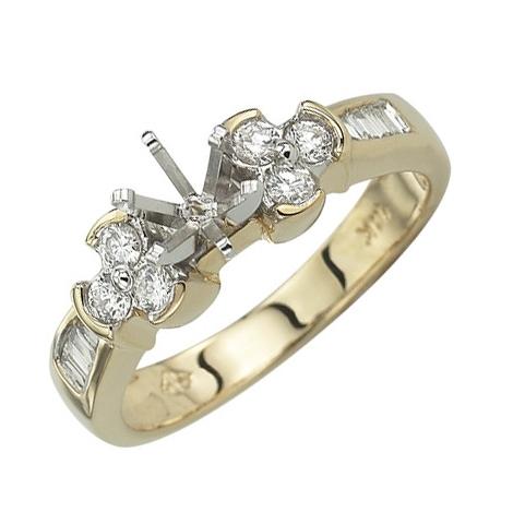 0.34 Ctw Diamond 14k Yellow Gold Baguette Shape Wedding Engagement Ring