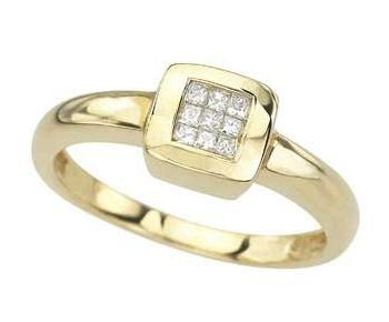 0.09 Ctw Diamond 14k Yellow Gold Princess Shape Womens Diamond Ring