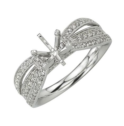 0.4 Ctw Diamond 14k White Gold Round Shape Wedding Engagement Ring