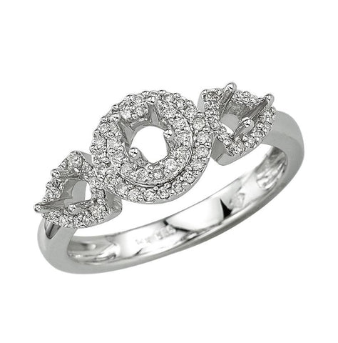 0.21 Ctw Diamond 14k White Gold Round Shape Wedding Engagement Ring