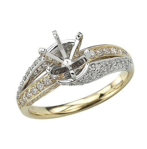 0.57 Ctw Diamond 14k Two Tone Gold Round Shape Wedding Engagement Ring
