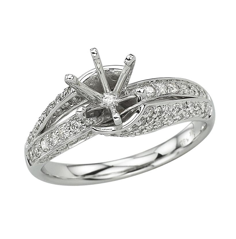 0.57 Ctw Diamond 14k White Gold Round Shape Wedding Engagement Ring
