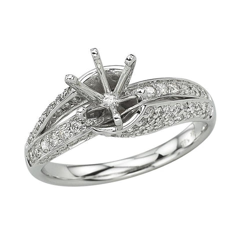 0.57 Ctw Diamond 14k White Gold Round Shape Wedding Engagement Ring