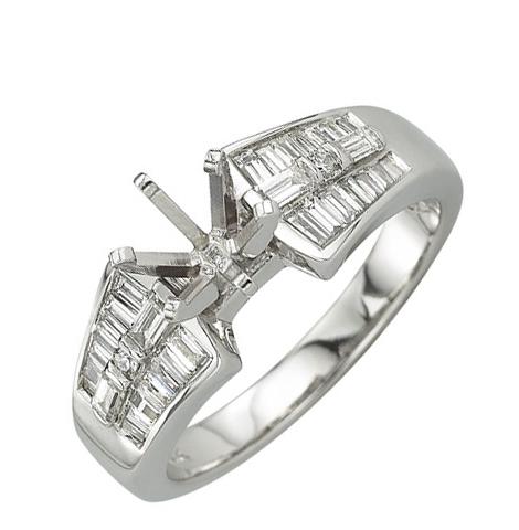 0.46 Ctw Diamond 14k White Gold Tap Baguette Shape Wedding Engagement Ring