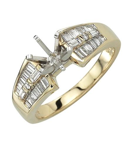 0.46 Ctw Diamond 14k Yellow Gold Tap Baguette Shape Wedding Engagement Ring