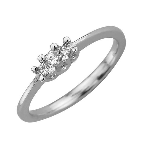 0.13 Ctw Diamond 14k White Gold Princess Shape Wedding Engagement Ring