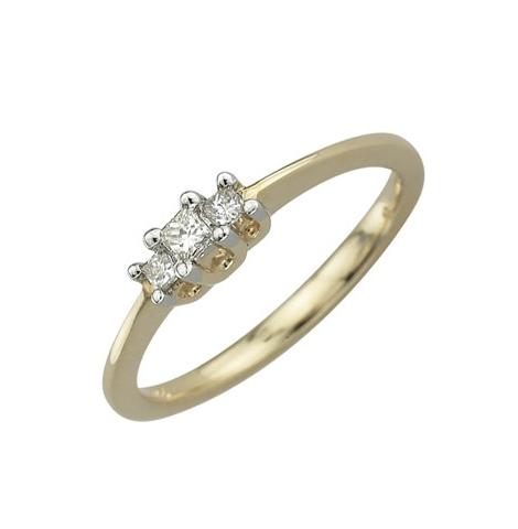 0.13 Ctw Diamond 14k Yellow Gold Princess Shape Womens Wedding Band Ring