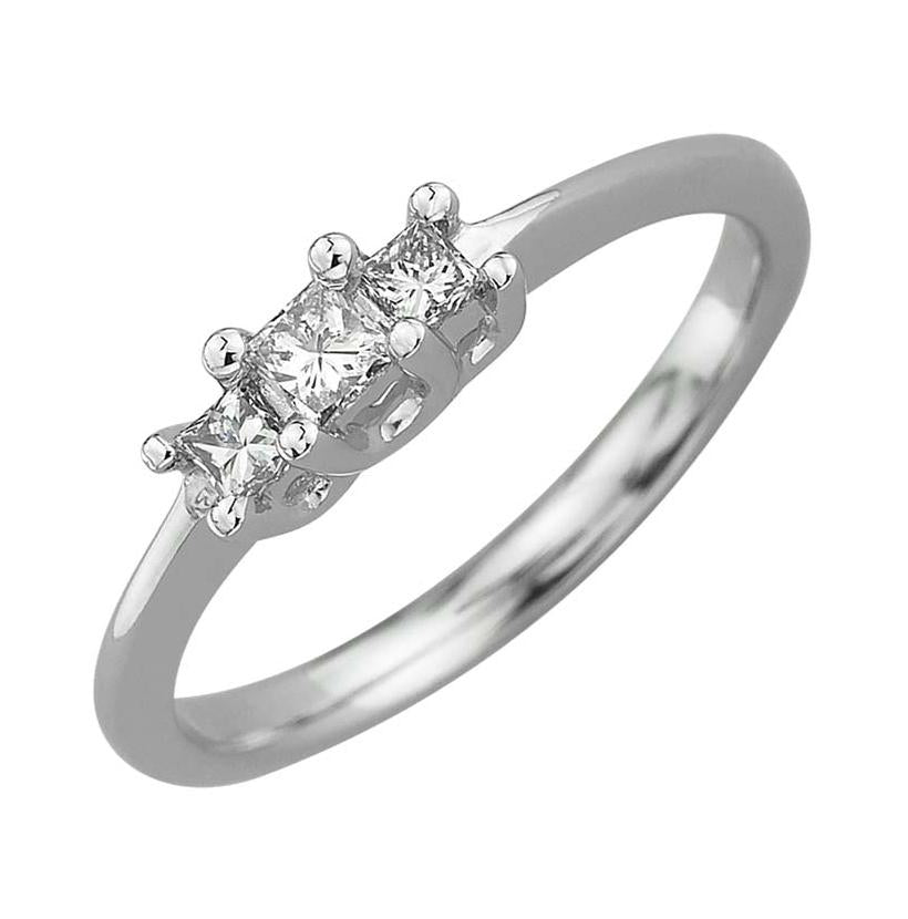 0.24 Ctw Diamond 14k White Gold Princess Shape Wedding Engagement Ring