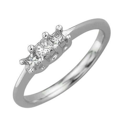 0.24 Ctw Diamond 14k White Gold Princess Shape Wedding Engagement Ring