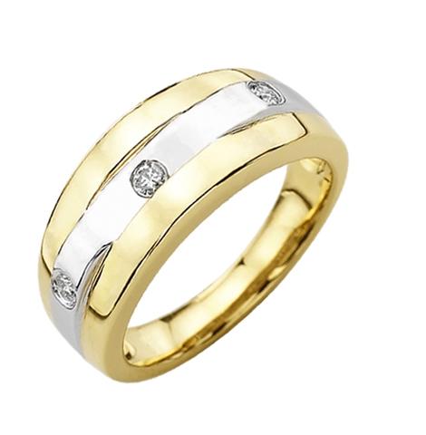 0.09 Ctw Diamond 14k Two Tone Gold Round Shape Diamond Womens Ring