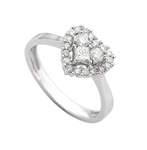 0.49 Ctw Diamond 14k White Gold Round Princess Shape Womens Diamond Ring