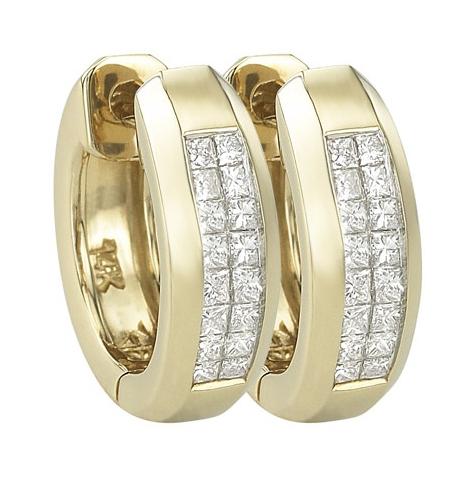 0.32 Ctw Diamond 14k Yellow Gold Princess Shape Womens Diamond Earrings