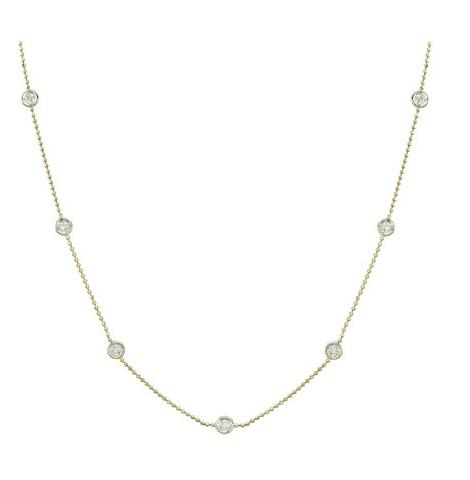 0.6 Ctw Diamond 14k Yellow Gold Round Shape Womens Diamond Necklace