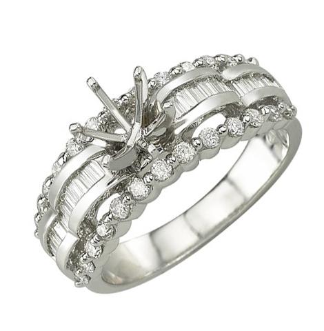 0.85 Ctw Diamond 14k White Gold Round Shape Wedding Engagement Ring