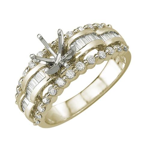 0.85 Ctw Diamond 14k Yellow Gold Baguette Shape Wedding Engagement Ring