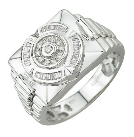 0.34 Ctw Diamond 14k White Gold Round Tap Baguette Shape Womens Diamond Ring