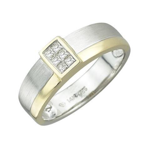 0.16 Ctw Diamond 14k Two Tone Gold Princess Shape Womens Diamond Ring